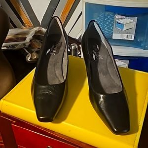 New Aerosoles Heel Rest Loafers, Black Leather, Gray Suede Interior Lining, Sz 8